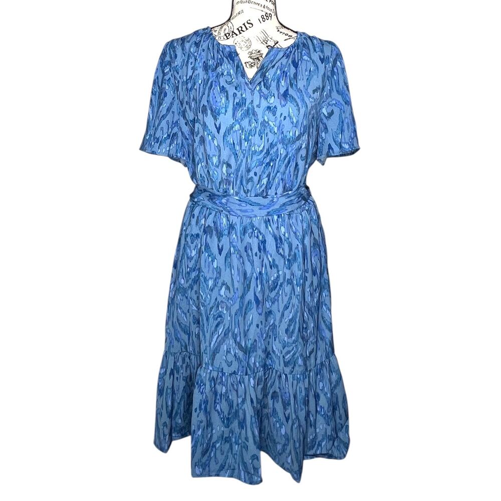 41Hawthorn (M) Abstract Flutter Sleeve Shift Dress Belted Pockets - Stitch Fix